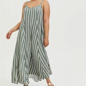 Torrid Light Green Striped Maxi Dress